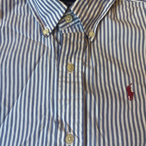 Ralph Lauren Men's White and Blue Striped Shirt - Picture 4 of 8